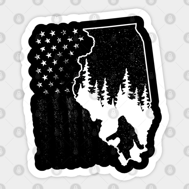 Illinois Bigfoot American Flag Sticker by Tesszero